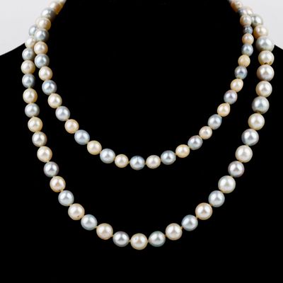 Collier en chute perles de culture baroques diam: 6 à 8 mm e… - Photo 1