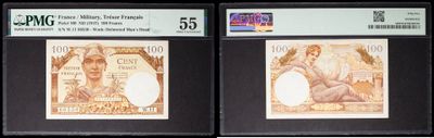 two different types of currency are displayed on a black background