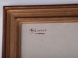 an image of a painting of a brown frame with the word blow written on it