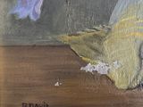 a painting of a vase of flowers on a table