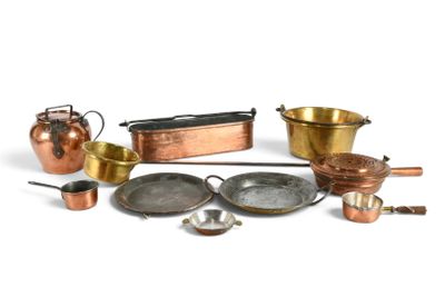 many different types of pots and pans on the table
