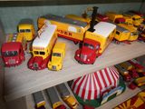 beaucoup de camions miniatures sur une étagère dans une pièce