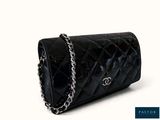 chanel black quilted lambskin flap bag with chain strap