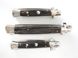 three different types of knives are shown on a white surface