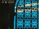 an image of a book with a blue cover and a black and white image of a window