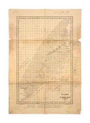 an old map of the town of new york, with lines drawn on it