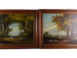 paire de peintures à l'huile du XIXe siècle représentant un paysage champêtre