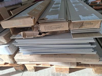 a stack of boxes and boxes on a pallet in a warehouse