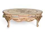 an image of a coffee table with a glass top on a white background