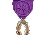an image of a medal with a purple ribbon around it