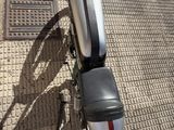 a motorcycle that is parked on the side of the street