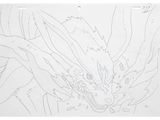 drawing of a dragon head with a long tail and a long nose