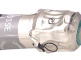 a bottle of wine that is wrapped in a foil wrap