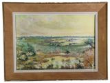 une image représentant un tableau représentant un paysage avec des vaches au loin