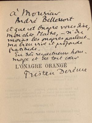 DEREME (Tristan): L'Onagre orangé.