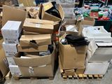 a pile of boxes sitting on a pallet in a warehouse