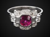 bague art déco en rubis et diamants
