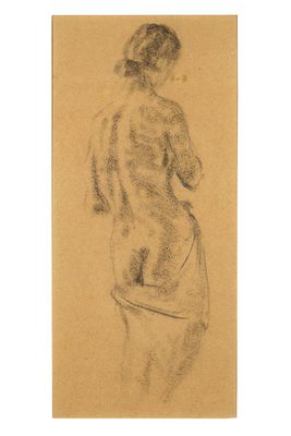 École moderne Femme nue de dos Pierre noire 28,5 x 13 cm - 1…