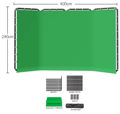 a green screen is shown with the measurements for each screen