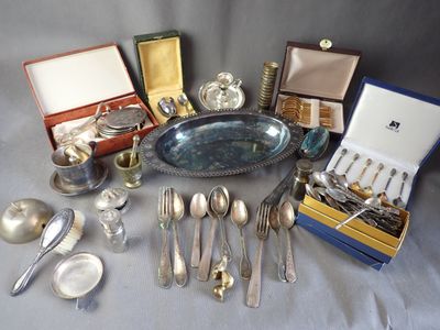 a table with silverware and silverware on it