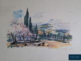 a picture of a watercolor painting of a landscape