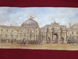 painting of a large building with a dome on top of it