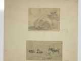 deux photos d'une vache couchée et d'une vache couchée