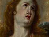 an image of a painting of a woman with a bird on her shoulder
