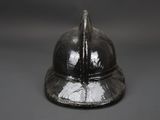 a close up of a helmet on a gray surface