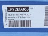 a close up of a blue box with a label on it