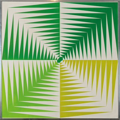 une image représentant un tableau de feuilles de palmier vertes et jaunes