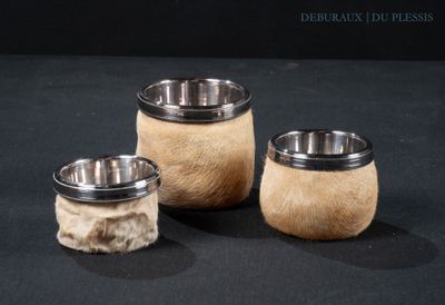 three different types of dog bowls on a black surface
