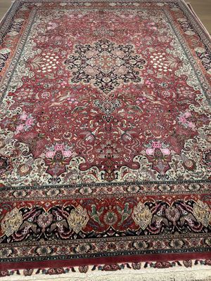 Tapis Iran Tabriz laine et soie exceptionnel font rouge 350 …