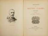 an old book with a drawing of a man and a woman on it