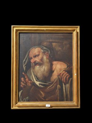 an old painting of a man with a beard and a white beard