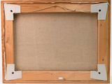 a picture of a picture frame made of wood and canvas