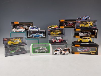 many different models of cars in a display case
