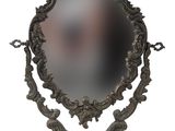 an image of a mirror on a stand with a mirror in the middle of it