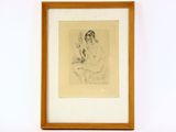 une photo représentant le dessin d'une femme assise sur une chaise
