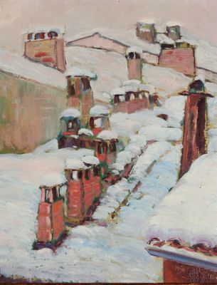 CH.BESSIERE (XXe) Toits enneigés, 1950