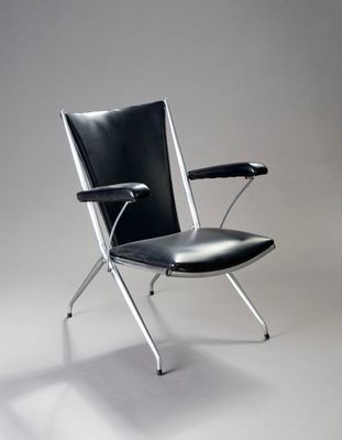 André MONPOIX (1925-1976) Fauteuil à système pliant. Pose su…