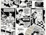 a black and white image of a comic strip with a man in a kitchen