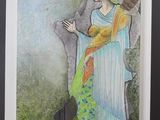 une photo d'un tableau représentant une femme et un chien