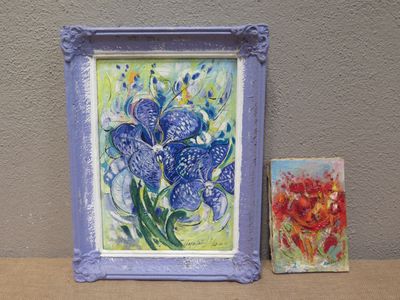 Jean-Marc CHAPELET 2 toiles "Fleurs" 2010 et 2014 (24 x 16 e…