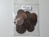 a bag full of coins sitting on a table