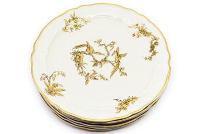 BERNARDEAU pour Limoges Ensemble de 6 assiettes à dessert en… - Photo 1