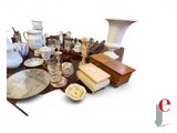 a table with a lot of glassware on it