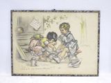 a picture of a picture of two children playing with toys