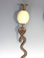 PAIRE D'APPLIQUES murales à une lumière en bronze émaillé po… (photo 2)