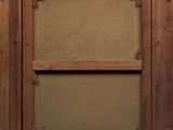 a close up of a wooden frame with a window in it